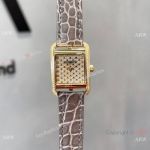Copy Hermes Cape Cod 23mm Full Iced Dial & Gold Watches Swiss Quartz